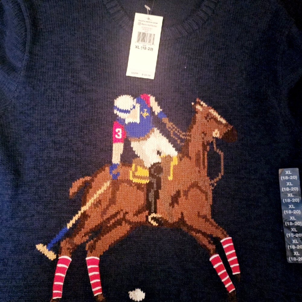 Navy Polo Player Sweater
